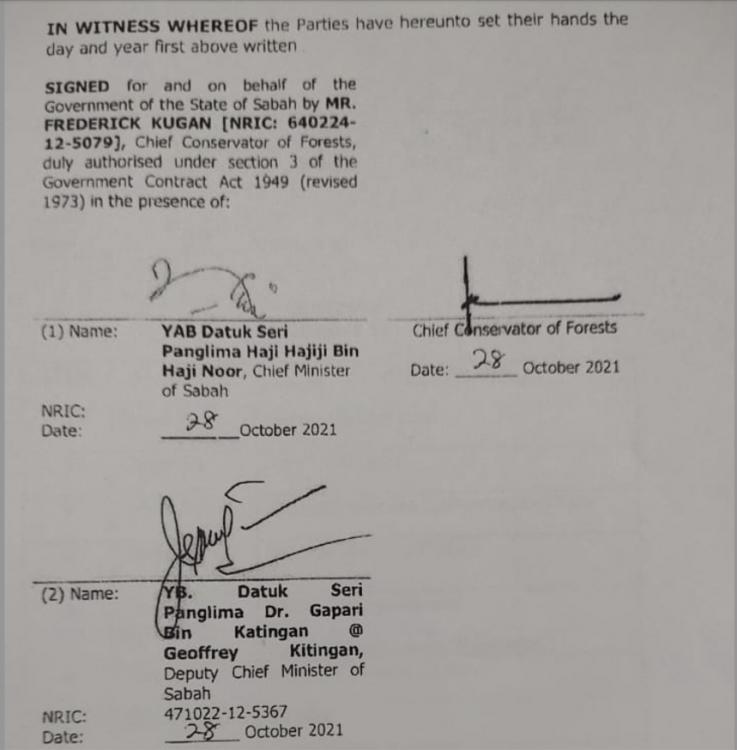 Leaked contract was signed by Kitingan as Deputy Minister of Sabah