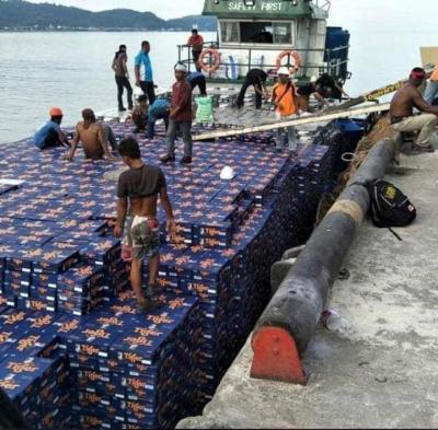 Barge of beer headed for distribution to voters